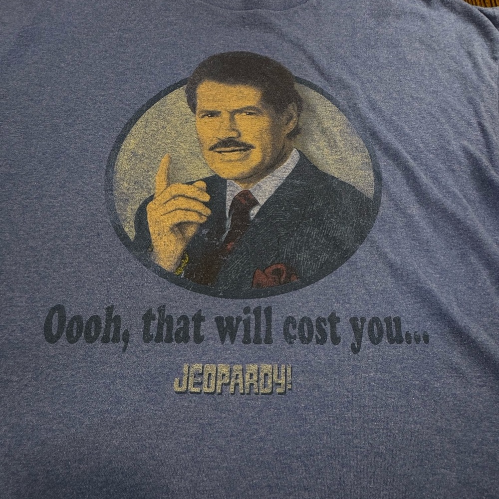 Blue Graphic T-Shirt with Jeopardy Design Men’s XL